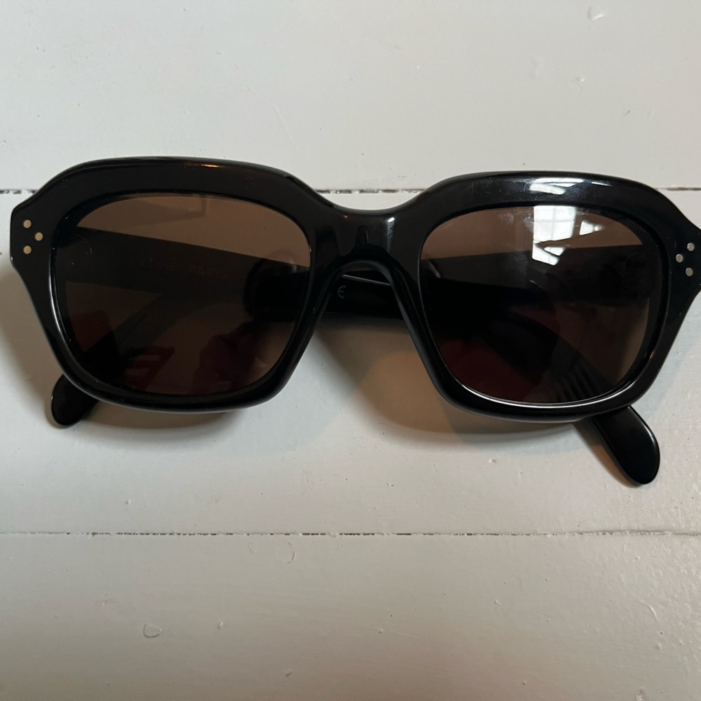 Celine Women's Bold Black 3 Dot Geometric Sunglasses